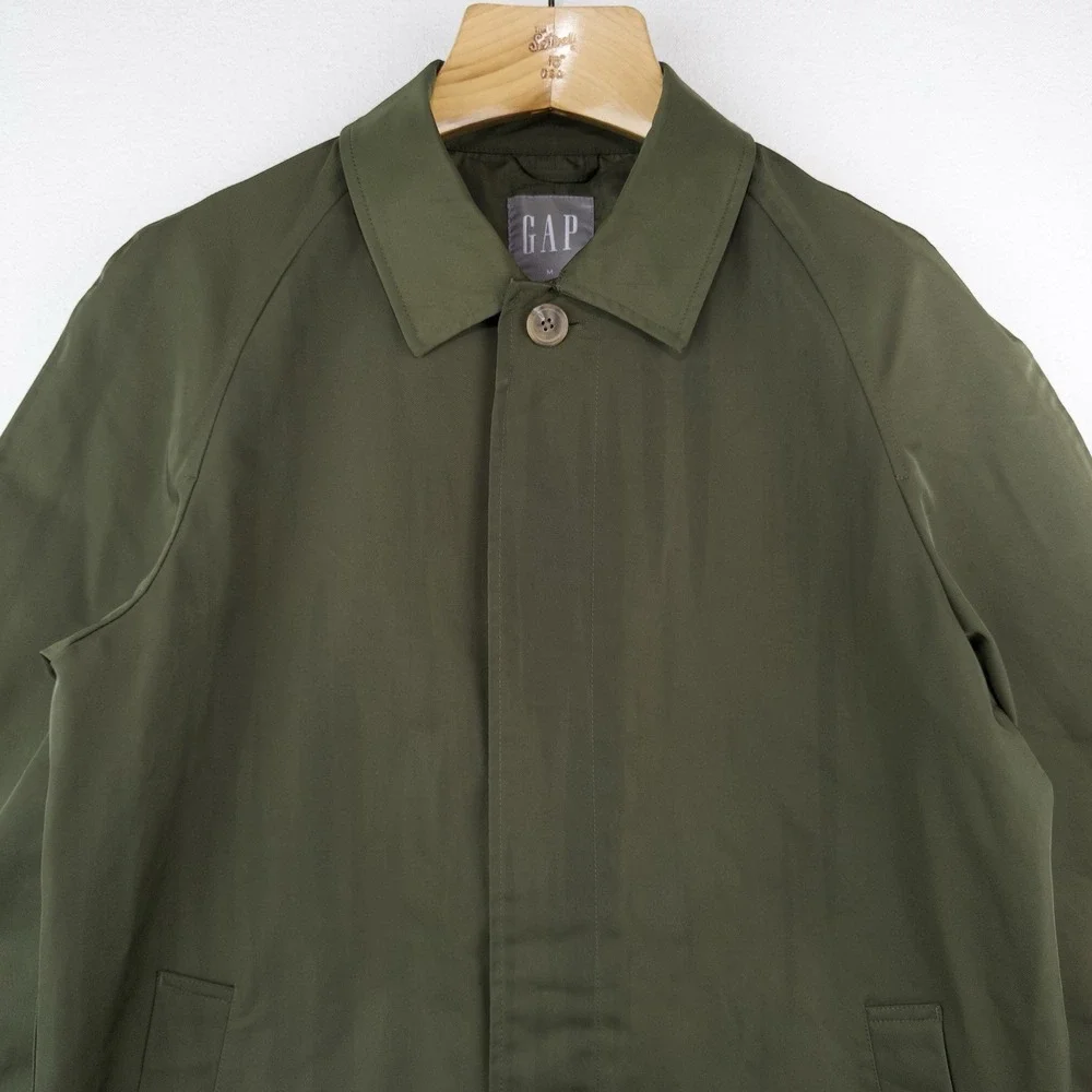 Gap Mac Rain Coat Olive Green Men's M Relaxed Fit Water Resistant Wind Proof